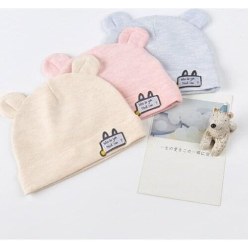 New Adorable Baby Cotton Knit Hats Newborn Toddler Kids Boys Girls Unisex Hat Lovely Rabbit Ear Hats 0-6 Months