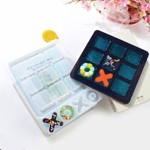 DIY Tic-Tac-Toe Chess Board Silicone Mold for UV Epoxy Resin Accessories for Children