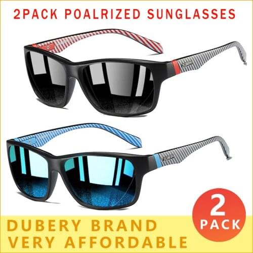 2 PACK Sport Style Polarized Mens Sunglasses Fashion DUBERY Brand Design Sun Glasses Lightweight Frame UV400 Outdoor Goggles