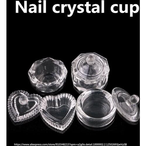 Nail Crystal Glass Cup for Acrylic Clear Crystal Bowl Acrylic Powder Liquid Holder Dappen Dish Nail Art Tool Salon Equipment