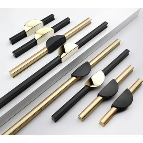 Lengthened Black Wardrobe Handle Drawer Knob Zinc Alloy Gold Splicing Furniture Handle Hardware Cabinet Home Decoration