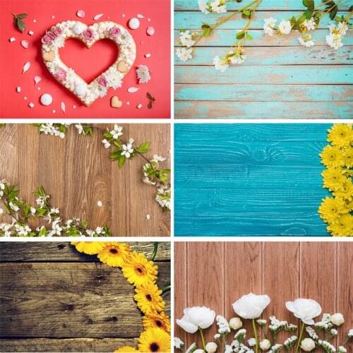 Vinyl Custom Photography Backdrops Flower and Wooden Planks Theme Photography Background 200212SU-001