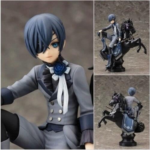 14cm Janpanese Anime Action Figure Black Butler Ciel Phantomhive PVC Collection with Truncheon Model Toy Gift Horse Riding New