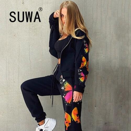 2020 Newest Fall Winter Fashion Clothes Vintage Printed Women 2 Piece Sets Tracksuit Top And Pants Long Sleeve Trousers Casual