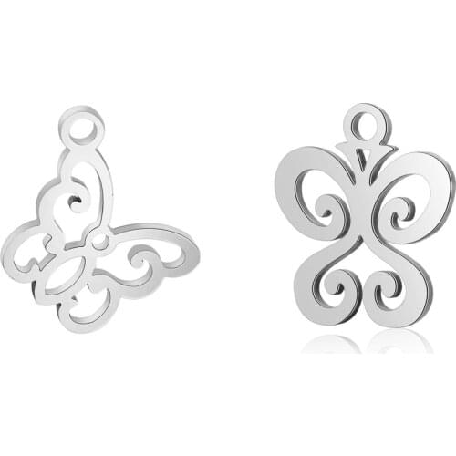 10pcs 316L Stainless Steel Double Side Polished Hollow Out Beauty Butterfly Dangle Charm Pendant for DIY Jewelry Making Findings