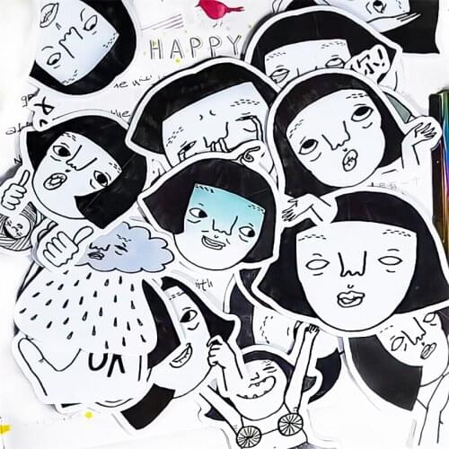 25pcs Funny cute ugly girl everyday Stickers Day and Girl Series Cartoon Hand Account Decor Collage DIY Material Stickers kids