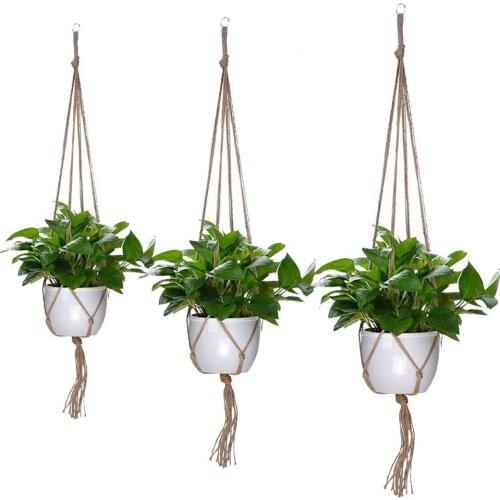 3Pcs/Set Macrame Plant Hanger Wall Hanging Flower Pot Basket Decorative Jute Rope Garden Pots Holder Indoor Outdoor Home Decor