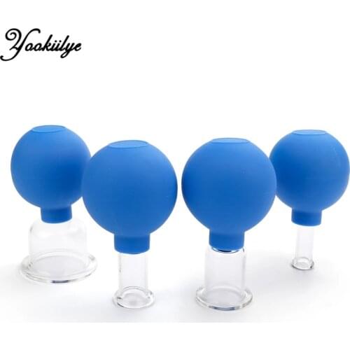4Pcs/Set Cupping Cup Home Manual Massage Tool Rubber Head Glass Chinese Medicine Cup Vacuum Therapy Massage Cupping Health Care