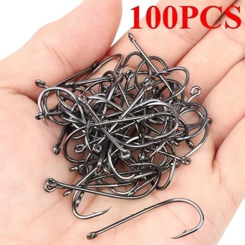 50/100Pcs Barbed Fishing Hooks Sea Worm Carp Single Circle Hook Set Fly Fishing Accessories Tackle Carbon Steel Fishhook