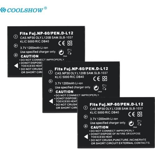 NP-60 FNP60 NP60 Battery 1200mAh for Fujifilm F50I F501 F401 F402 F410 SLB 1137 1037 CNP-30 K5000 D-Li2 Li-20B Batteries