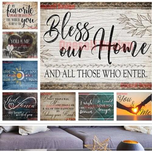 Bless HOME diamond painting full square home 5d diamond embroidery full set home sweet home decor for home bedroom wall sticker