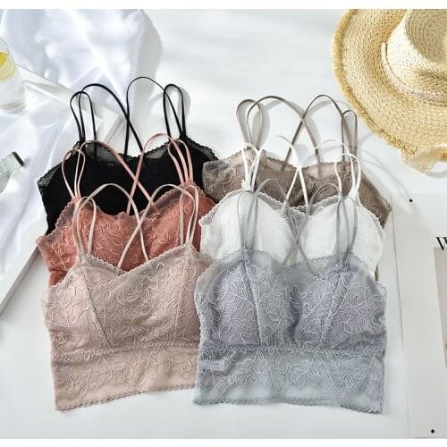Sexy Lace Bralette Women Leaf Mesh Bra Camis Underwear for Femme Padded Push Up Lingerie Crop Tops Brassiere 2021 New