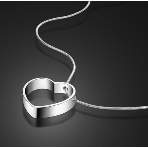 New Fashion 925 Sterling Silver Heart Pendant Necklace Solid Silver Simple Snake Chain Choker Bohemia women jewellery