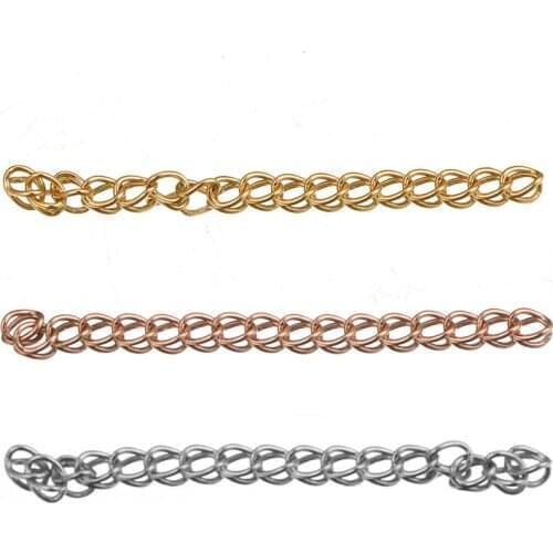 50pcs Stainless Steel 2 Inch Soldered Extension Chain Silver Plated Extender Tail Chains for DIY Jewelry Making Wholesale