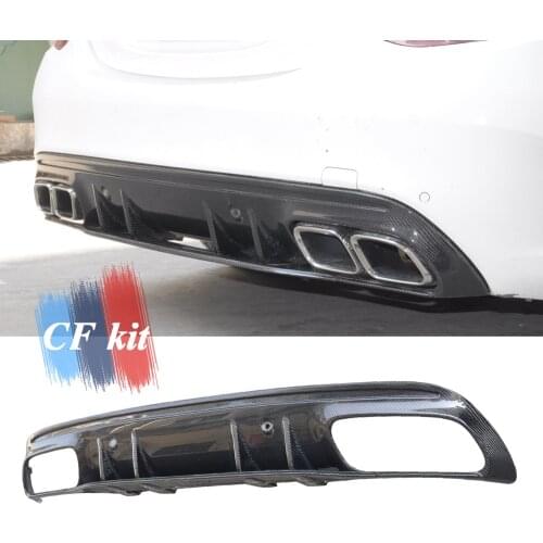CF Kit Carbon Fiber C Class Rear Diffuser Bumper Lip For Mercedes-Benz W205 C43 C63 Spoiler 2014-2019 Car Styling