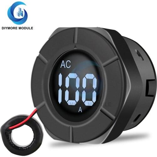 PZEM-024A Round LCD AC Digital Ammeter 30-500V 0.1-100A Current Meter Indicator with Coil CT for Car Motorcycle Current Tester