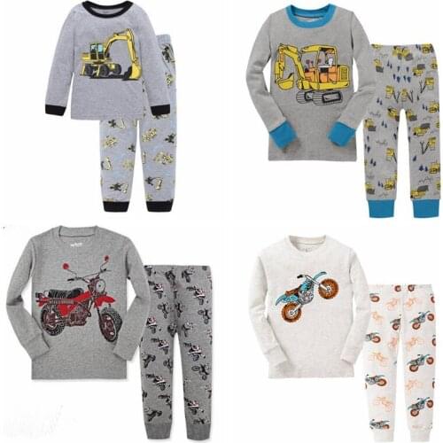 Baby Pajamas motorcycle Pattern Pyjamas Kids Long Sleeve Tracksuits Striped Pijamas For Boys Girls Sleepwear Children Clothing
