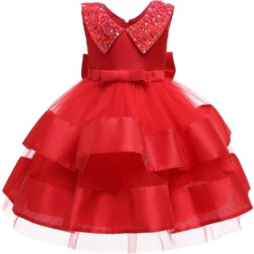 Kids clothes toddler girls dress baby flower girl dress kids birthday party dress child beaded princess tutu wedding dress