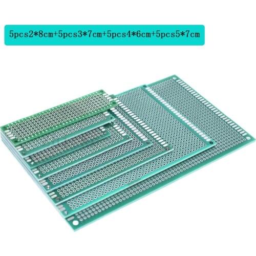 20pcs 5x7 4x6 3x7 2x8cm double Side Copper prototype pcb Universal Board Fiberglass board for Arduino DIY general circuit board
