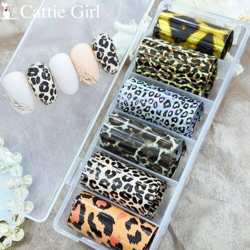 1Box Leopard Animal Pearl Candy Nail Foils Nail Transfer Paper Adhesive Nails Wraps DIY Nail Art Decorations 4*70CM