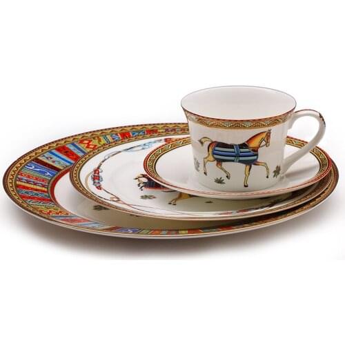 Pattern Fruit Plate Salad Coffee Cup Snack Plate Dessert Plate Cake Plate Dinner Tableware Household Kitchen Food Decoration Tra