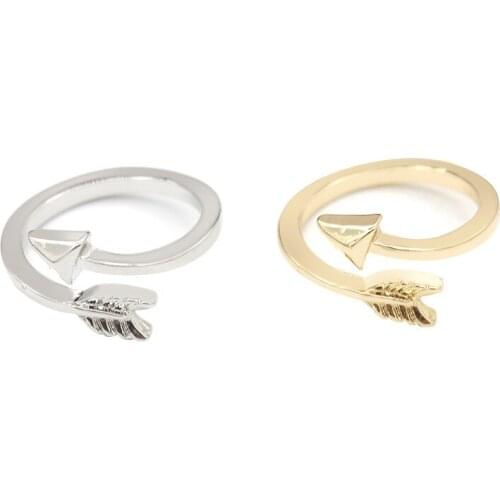 Bending Arrow New Design Opening Adjustable Rings Silver Plated Golden Fashion Ring for Women