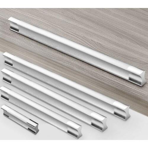 HJY Cabinet Handles Sand Silver Modern Door Handles Elegant Drawer Pulls Knobs Kitchen Furniture Cupboard Handle Hardware C25001