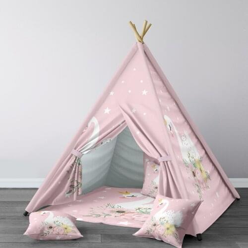 Play Tent for Kids Wigwam Portable Indoor Playground Tents Children Bedrooms Pink Swan Model 143