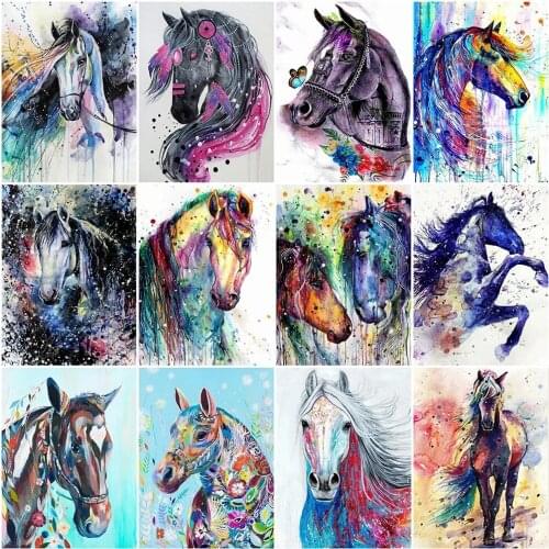 Oil Painting By Numbers Horse On Canvas With Frame Handmade Drawing Paints For Adults Picture Coloring By Number Decoration Art