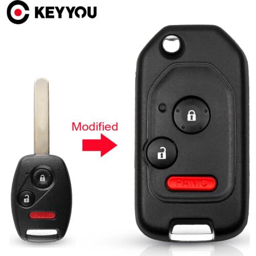 KEYYOU New Modified Car Key For Honda Accord Civic CRV Pilot 2007 2008 2009 2010 2011 2012 2013 Remote 2/3/4 Button Flip Folding