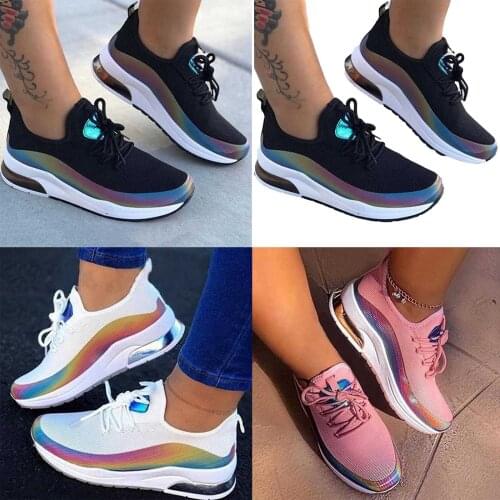 Dames schoenen Casual Women Sneakers Lightweight Flat Sport Weaving Shoes Stretch Breathable Trainers Footwear Plus Size 35-43