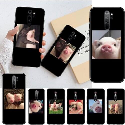 Little Black and Pink Pet Pig Phone Case for Redmi 9A 8A 7 6 6A Note 9 8 8T Pro Max Redmi 9 K20 K30 Pro