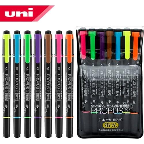 Mitsubishi Uni PUS-101T Markers & Highlighters Dual Head Highlighter Marker Pen Art Painting Office & School Supplies