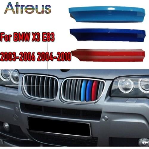 Atreus 3pcs ABS Car Grille Sticker Strip Cover Trim Clip For BMW E83 X3 2003-2006 2007-2010 M style Accessories