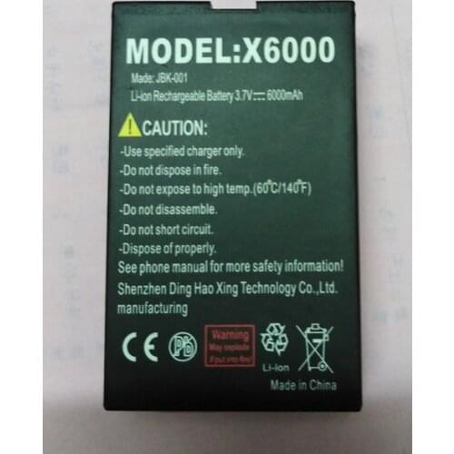 Original suppu X6000 phone battery 6000mah for waterproof x6/X6000 Mobile Phone MTK6261 phone card 2.4 inch-free shipping