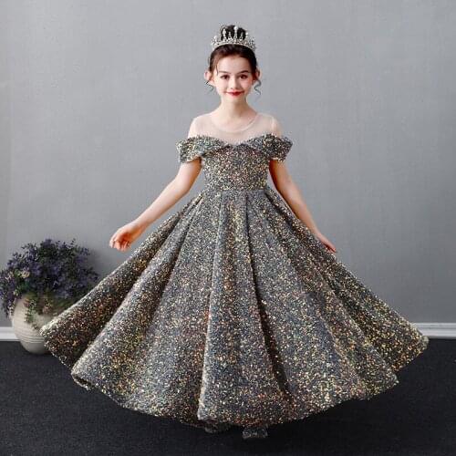 12Yrs Girl Sequins Embroidery Christmas Birthday Party Dress Flower Wedding Gown Formal Kids Dresses For Girls Teen Clothes
