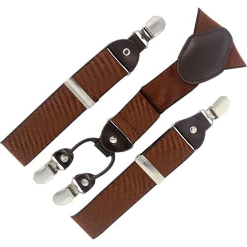 2019 man suspenders fashion braces with gift box Adjustable 4 Clips brown suspenders Mens Gift Wedding apparel accessories