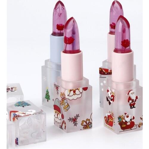 Christmas Lipstick Crystal Jelly Color Lip Balm Temperature Changing Hygienic Lipstick Lasting Moisturizing Lip Cosmetics