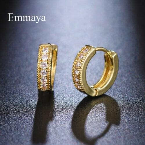 Emmaya Hot Sale Gold Color Round Shape Earring Fashion Statement AAA Zirconia Jewelry Classic Style Dinner Fancy Dress-Up