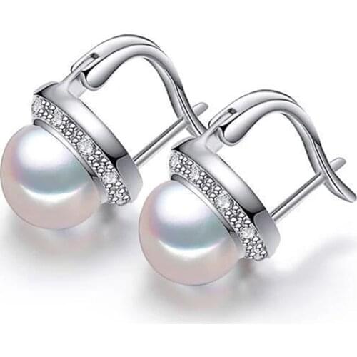 Huitan Fresh Style White/Pink Simulated Pearl Earrings for Girls Inlaid White CZ Fashion Versatile Women Jewelry Drop Shipping