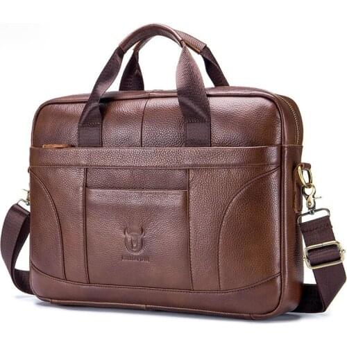 14 Inch Laptop Bag for Men Genuine Leather Handbag Business Briefcase Retro Large Travel Bag IPAD Macbook Pro Male Shoulder Bags