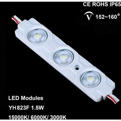 1000pcs/lot Super Bright 1.5W 5730 LED Module Injection lens 3leds/piece 12V 160 Degree Waterproof Warm white/White