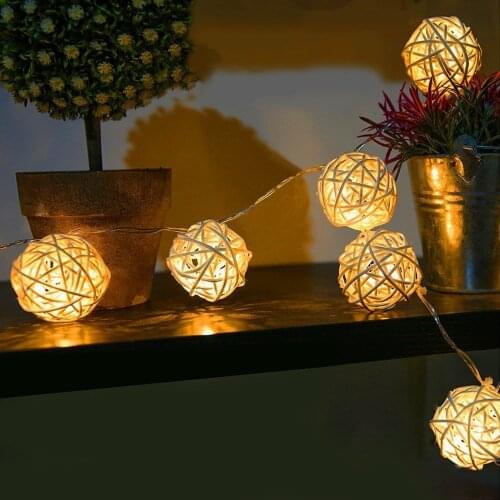 LED Battery Lights Decoration 3M 20 Led 3cm Rattan Ball String Lights Fairy Lights LED Garlad Home New Year Christmas Decoration