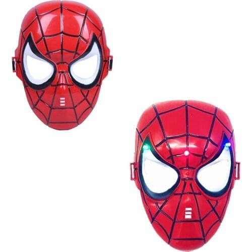 2021 Disney Spiderman Glowing Plastic Mask Party Party Gift Decoration Anime Cartoon Cute Model Toy Red Kids Toys Cosplay Gift