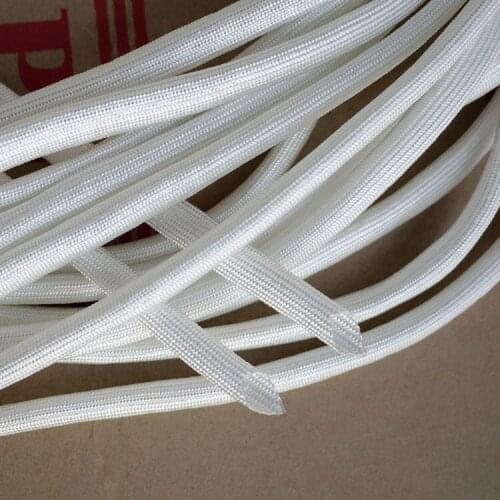 Chemical Fiberglass Tube ID 2mm Braided Wire Cable Sleeve Insulated Flame Resistant Soft Pipe High Temperature 600Deg.C White