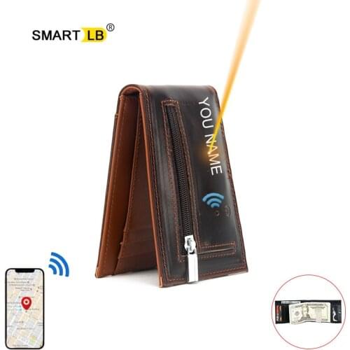 Smart Wallet Bluetooth Anti-lost Money Clip RFID Blocking Security Slim Mans purse Card Holder Small Travel Wallets