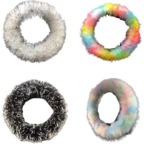 Universal Fur Steering Wheel Cover Set Auto Plush Warm Fluffy Fuzzy Non-slip Car Accessories for Women Girl
