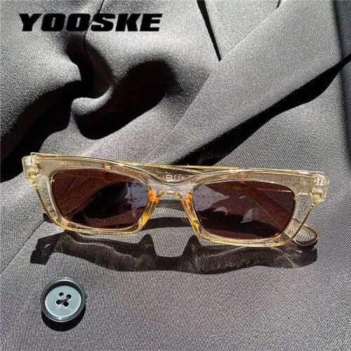 YOOSKE Vintage Rectangle Women Men Brand Designer Small Sun Glasses Narrow Frame Female Lady Eyeglasses UV400