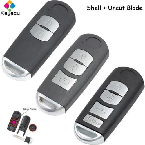 KEYECU Replacement Remote Key Shell- 2/ 3/ 4 Buttons& Emergency Key - FOB for Mazda 3 6 2014- 2018 SKE13D-01 FCC ID: WAZSKE13D01
