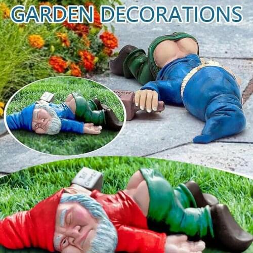 1pcs Mini Drunk Gnome Dwarfs Funny Resin Statue Cute DIY Bonsai Decoration For Desk Outdoor Garden Sculpture Decor Dropshipping